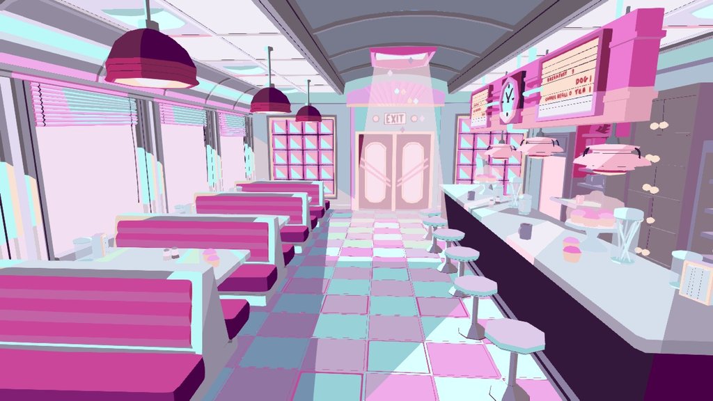 I found a lovely concept piece by Emily Walus for Steven Universe and had to make it! about 15 hours work.  Used a small colour atlas again rather than a texture sheet. 