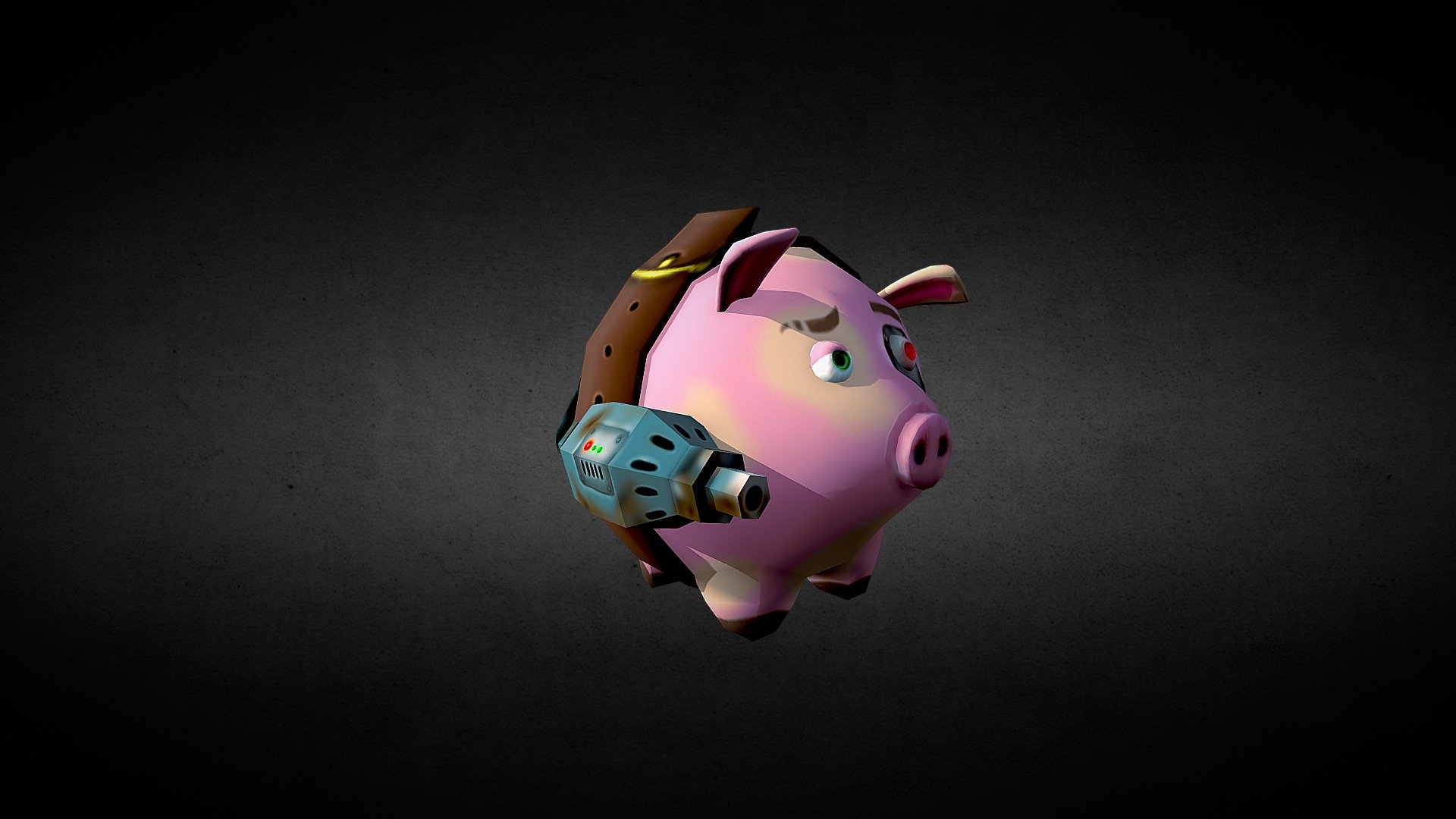 This is my own little cartoon terminator pig.
**cute but deadly. **
A low poly Asset for a game I want to make.
Made with 3Ds Max and textured in Mudbox.