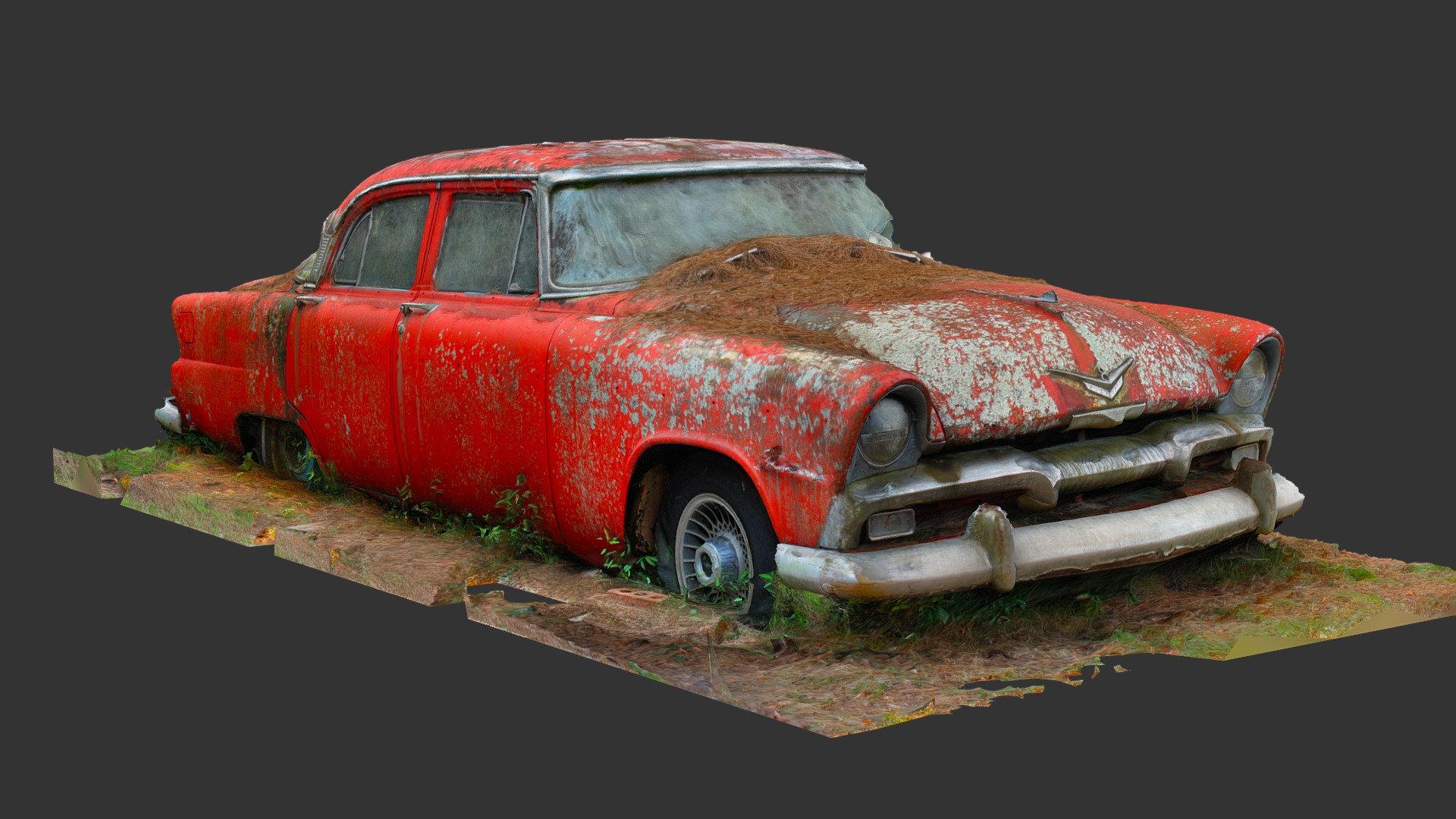 A 3D scan of a 1955 Plymouth Belvedere, taken at Old Car City USA, located in White, GA. Processed in Reality Capture from 156 photos taken with a Canon EOS Rebel XSI.