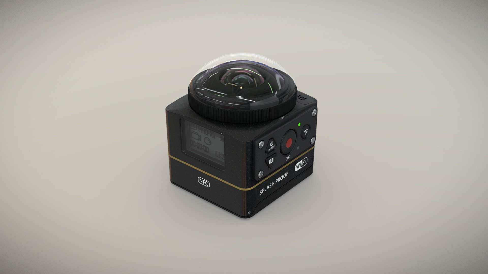 •   Let me present to you high-quality low-poly 3D model Kodak Pixpro SP360 4K. Modeling was made with ortho-photos of real action camera that is why all details of design are recreated most authentically.

•    This model consists of a two meshes, it is low-polygonal and it has four materials (for Body and Glass of Lens).

•   The total of the main textures is 5. Resolution of all textures is 4096 pixels square aspect ratio in .png format. Also there is original texture file .PSD format in separate archive.

•   Polygon count of the model is – 7306.

•   The model has correct dimensions in real-world scale. All parts grouped and named correctly.

•   To use the model in other 3D programs there are scenes saved in formats .fbx, .obj, .DAE, .max (2010 version).

Note: If you see some artifacts on the textures, it means compression works in the Viewer. We recommend setting HD quality for textures. But anyway, original textures have no artifacts.