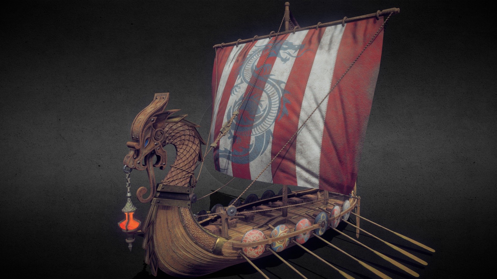 

30k Tris (15k polygon) Low poly Viking longboat model.


4k resolution full pbr textures.(Base colour,AO,roughness,emissive,metallic,Normal map OpenGL)


2 material-uv sets.


2 different body skin (orange,Green)


2 different sail skin (Red strip,Green strip)


cgtrader/3d-models/watercraft/historic/viking-drakkar-longboat