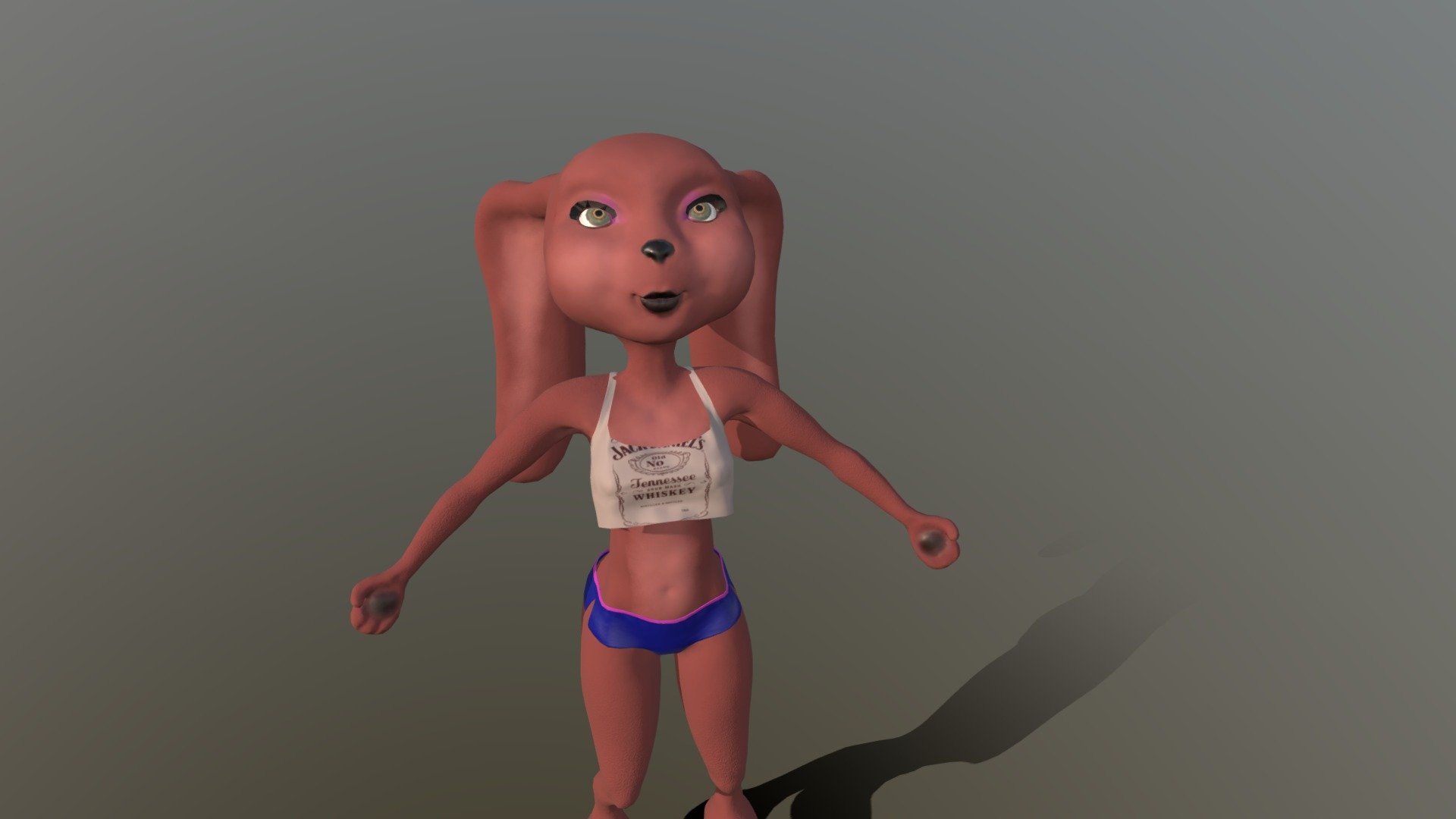 Stylised model of a sexy  bunny girl, she has been caught up in a life of crime&hellip; 

Its rigged with a humanoid armature, and she has a textured body under the clothes.
The model is a part of a pack.