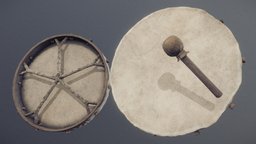 Nordic Shaman Drum - PBR drum, viking, unreal, ready, shaman, tribe, nordic, norse, northern, lowpoly-3dsmax, gamereadyasset, northmen, unity, game, lowpoly, gameready