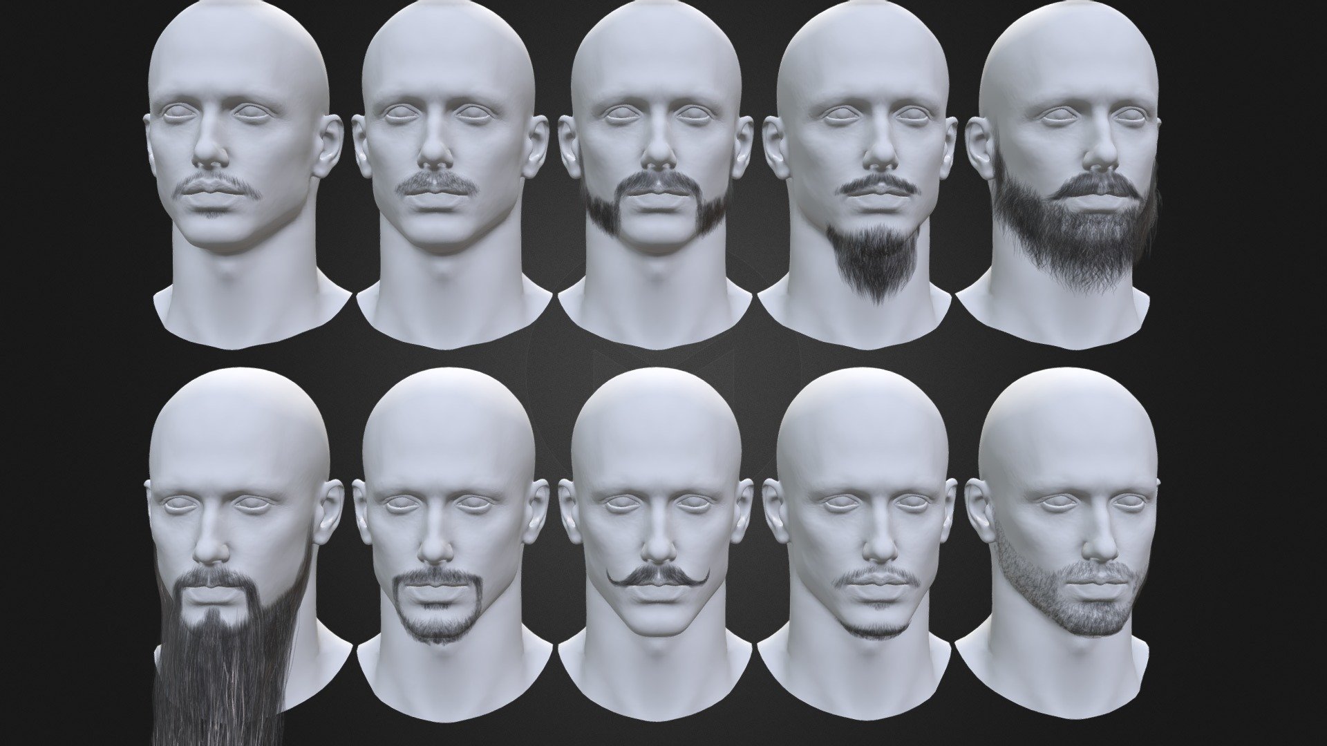 10 Real Time Hair Card Beard and Mustache for man Low-poly 3D model

All image from marmoset toolbag 4.File can be use in unity,UE,blender.

Each Beard and mustache contains the following files (formats):

obj file
fbx file
Textures(4096x4096, tga) Normal Diffuse Gloss
Marmoset file
15827 tris for all 10 beards.

Have a nice day~

Model also available in Artstation:
https://www.artstation.com/a/21699778