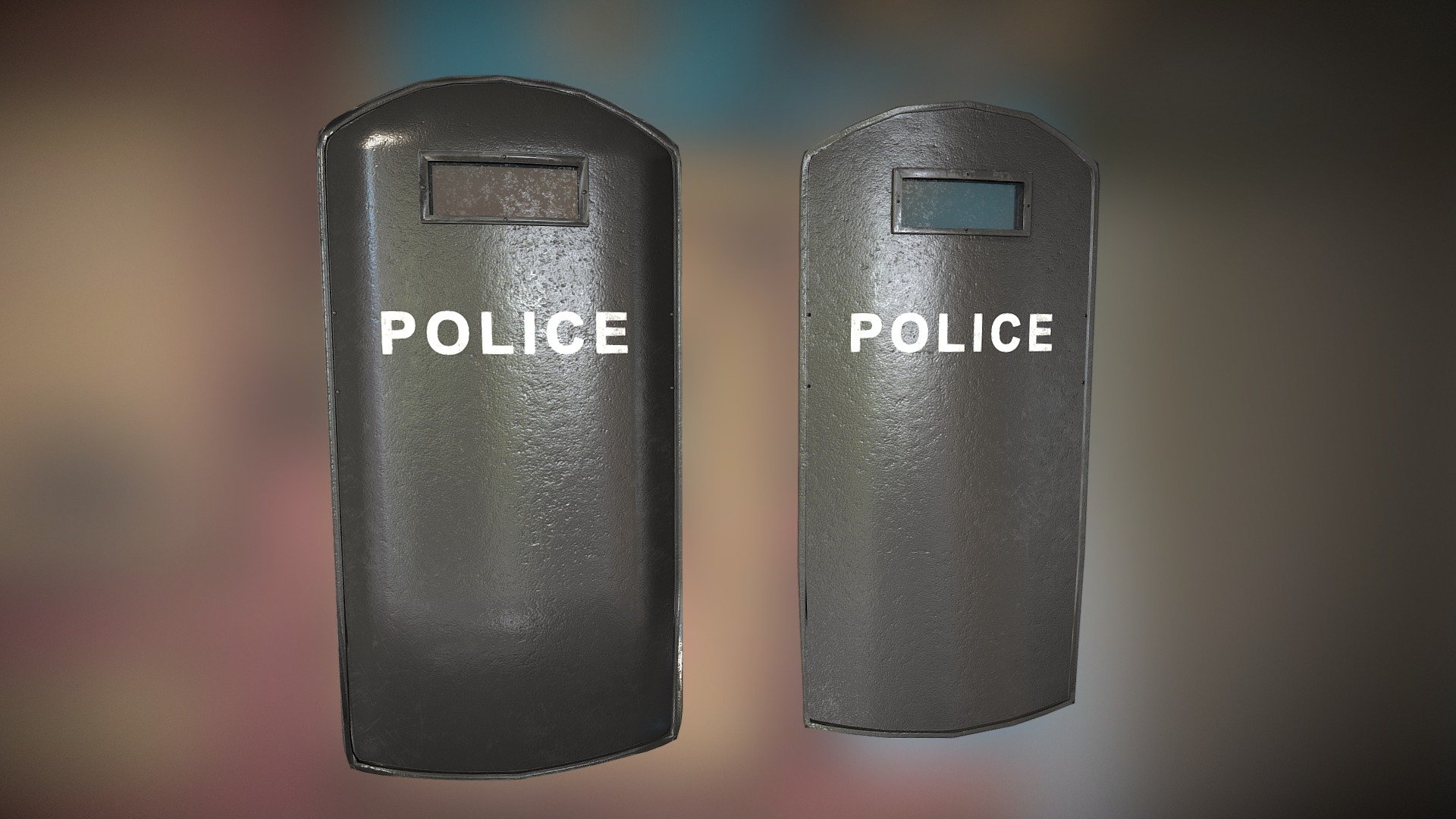 Mid and low poly. Police shield PBR Game Ready, ideal props for your characters to use during a police riot fight/crowd control/patrol.