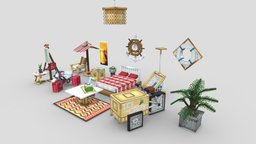 Carribean Vacation Decoration games, furniture, blockbench, minecraft, lowpoly, pixetart