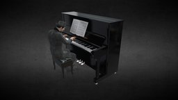 Jazz Pianist Musician with Piano Model Animation music, jazz, band, instument, classical, musician, pianist, piano, animation, keyboard