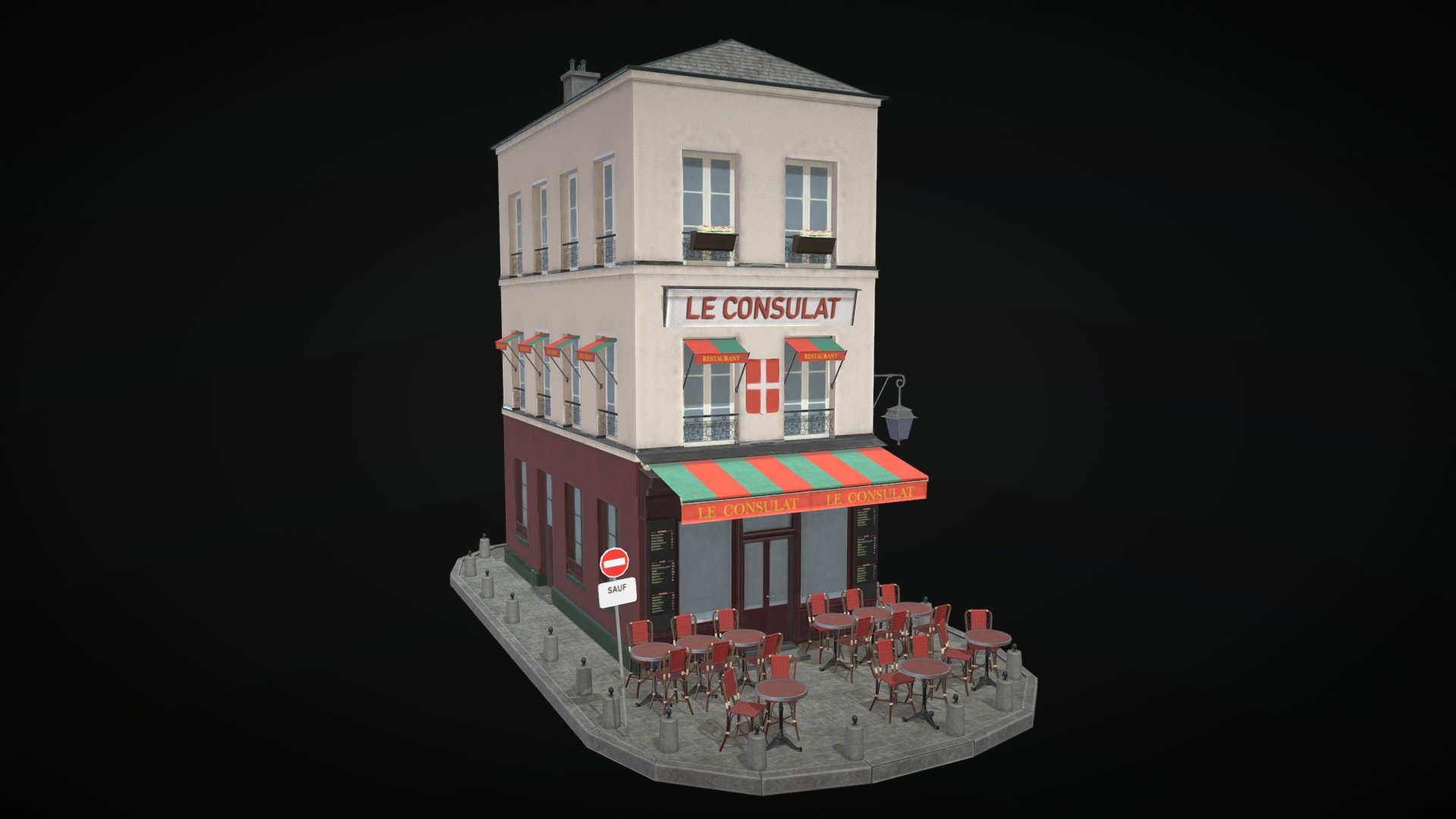 Low-poly Paris Restaurant