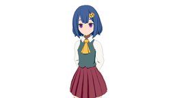 Rigged anime style girl b3d, animegirl, rigged-character, character, girl, animation, anime, rigged
