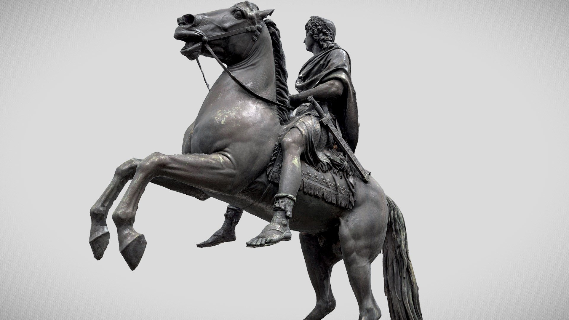 Louis XIV, Louis the Great, Sun King, was a King of France. His reign was the longest recorded, of any monarch of a sovereign country in history. He consolidated a system of absolute monarchy in France that endured until the French Revolution. He made France emerge as the leading European power, regularly asserting its military strength.

This statue is located Place de la Victoire in Paris and was made by François Joseph Bosio. Inaugurated in 1822.

Processed in reality capture. Including :




LOD0 is 60k tris and 8k textures diffuse/normal/metalness/roughness

LOD1 is 30k tris and 4k textures diffuse/normal/metalness/roughness
