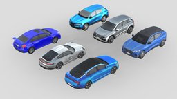 Low-Poly Car Pack 007 - Sporty Selection power, vehicles, tire, cars, suv, drive, sedan, luxury, vintage, speed, classic, automotive, coupe, subaru-impreza-wrx, kia-k5, alfa-romeo-tonale, ford-mustang-mach-e, audi-q4-e-tron, porsche-911-sport-classic