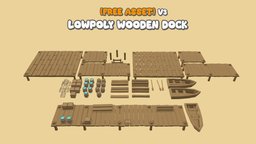 [FREE] Lowpoly Wooden Docks Vol.3 [Asset pack] level, boats, docks, pack, island, freedownload, lowpoly-gameasset-gameready, stronghold, asset, blender, design, free, stylized, polygon, simple, woodenmodel, simple-wooden-docks, free-boat-model