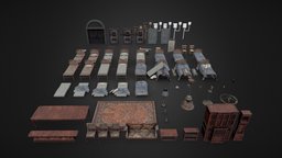 Asset Pack - Asylum Interior room, lamp, wooden, pot, bed, bench, cloth, roll, set, clock, doors, paper, chairs, rusty, pack, shift, blanket, furniture, table, drawer, living, props, box, fabric, dining, carpet, optimized, asylum, fuse, coffetable, bulbs, dine, toilet-paper, ceilinglight, toiletpaper, sanity, asset, game, chair, interior, light, horror