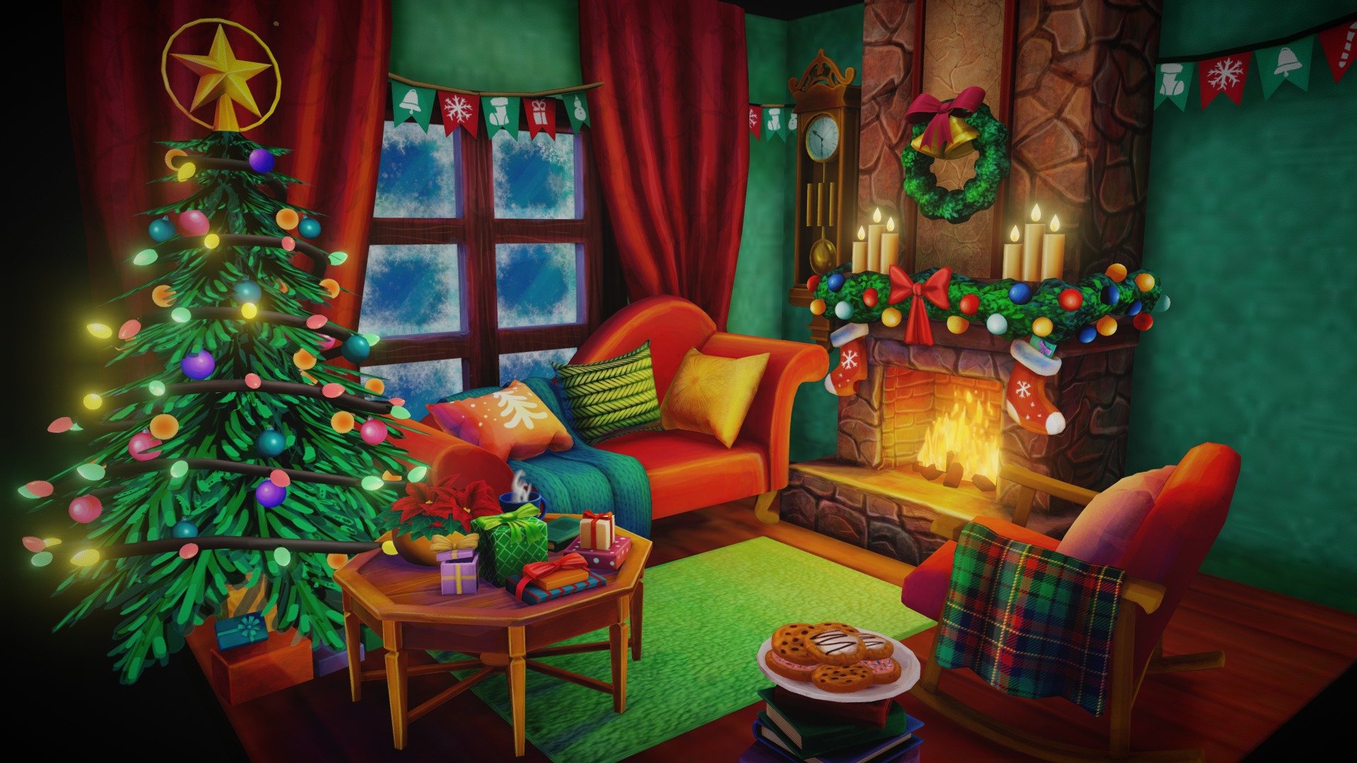 This is the first time I join Sketchfab's challenges. I don't have time to make one model per day so I make a scene which has many model in week 3's tag :D. Hope this is not too late to participate.

I take reference from this artwork : https://www.artstation.com/artwork/xzVAZE

I can feel winter atmosphere through my throat , wishing you a warm and cozy Christmas ╰(´︶*)╯✧*。✧*╰(*´︶)╯