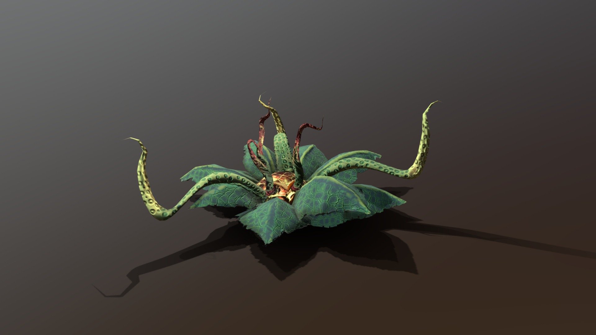 A fun little plant I wanted to make for a game project, but was too late with, so I just finished it for my own fun. Did a little idle animation for the plant too, would’ve been fun to make one for when player walks into it too and gobbles them up or something :D