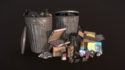 Urban Trash Pack Vol 1 - Low Poly kit, prop, urban, broken, pack, trash, can, bag, collection, garbage, dustbin, waste, bin, box, rubbish, asset, pbr, lowpoly, gameasset, street, bottle, container, gameready