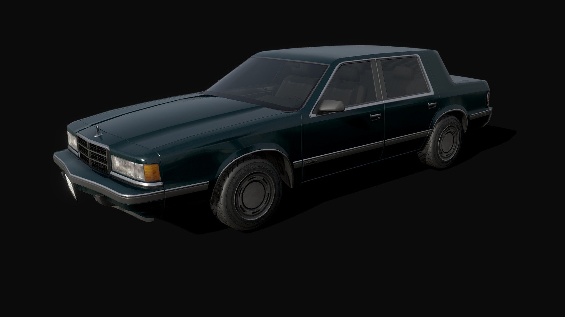 3d model of an American sedan of the 80s.

I unconditionally give you permission to use this model at your discretion, modify it or implement it into a digital product. Use the model as you see fit and have a nice day.

3.12.2021 Uptade: Textured interior, minor defects removed.