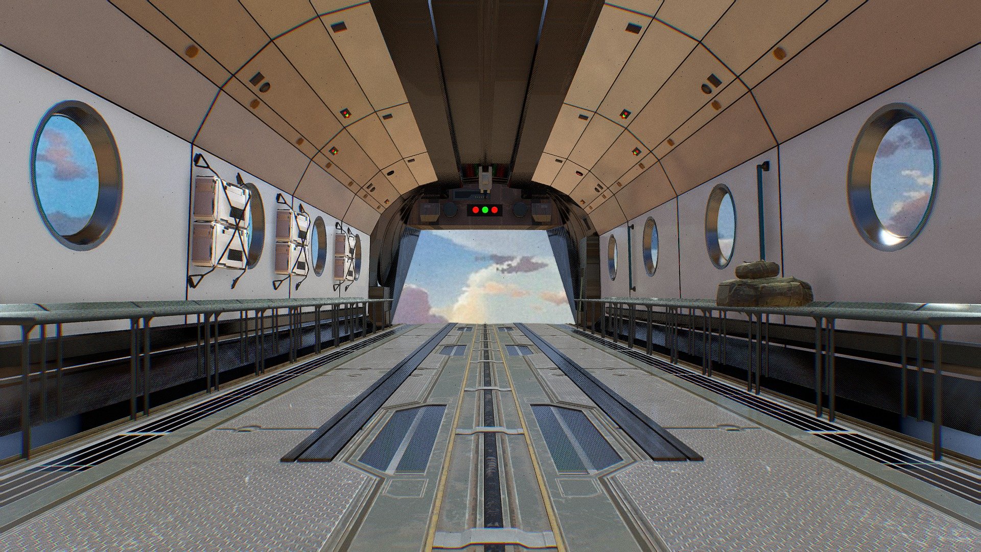 My cabin is on deck C.
The passengers were battered by flying luggage and cargo as the cabin lost pressure.