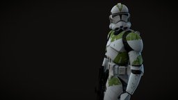 Clone trooper phase 2 442nd siege battalion trooper, legion, clone, phase, wars, vader, star, 2, republic, galactic, star-wars, clone-wars, low-poly, pbr, lowpoly, helmet, sci-fi, human, gameready, clone-trooper