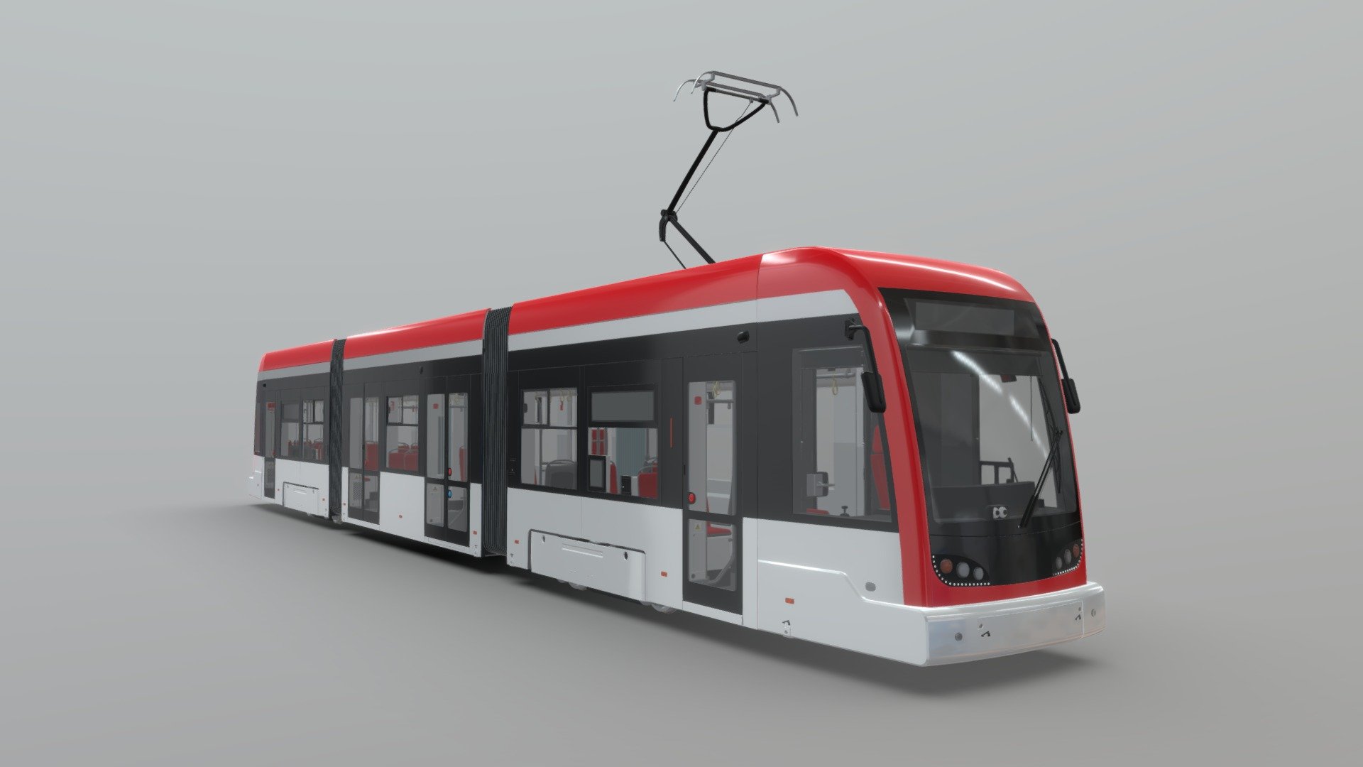 Original design of a modern tram.
Primary technical data:
Number of units: 3
Total Length: 20,843mm
Width of the vehicle body: 2,417mm
Height (without a pantograph): 3,528mm
Number of seats: 34 + 2 foldable
Standing spaces: 95
Entry height: 350mm
100% Low floor