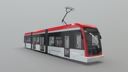 Modern Tram II [Fully detailed] (3 unit) modern, train, transportation, communication, seat, bus, detailed, tram, tramway, blender, model, interior