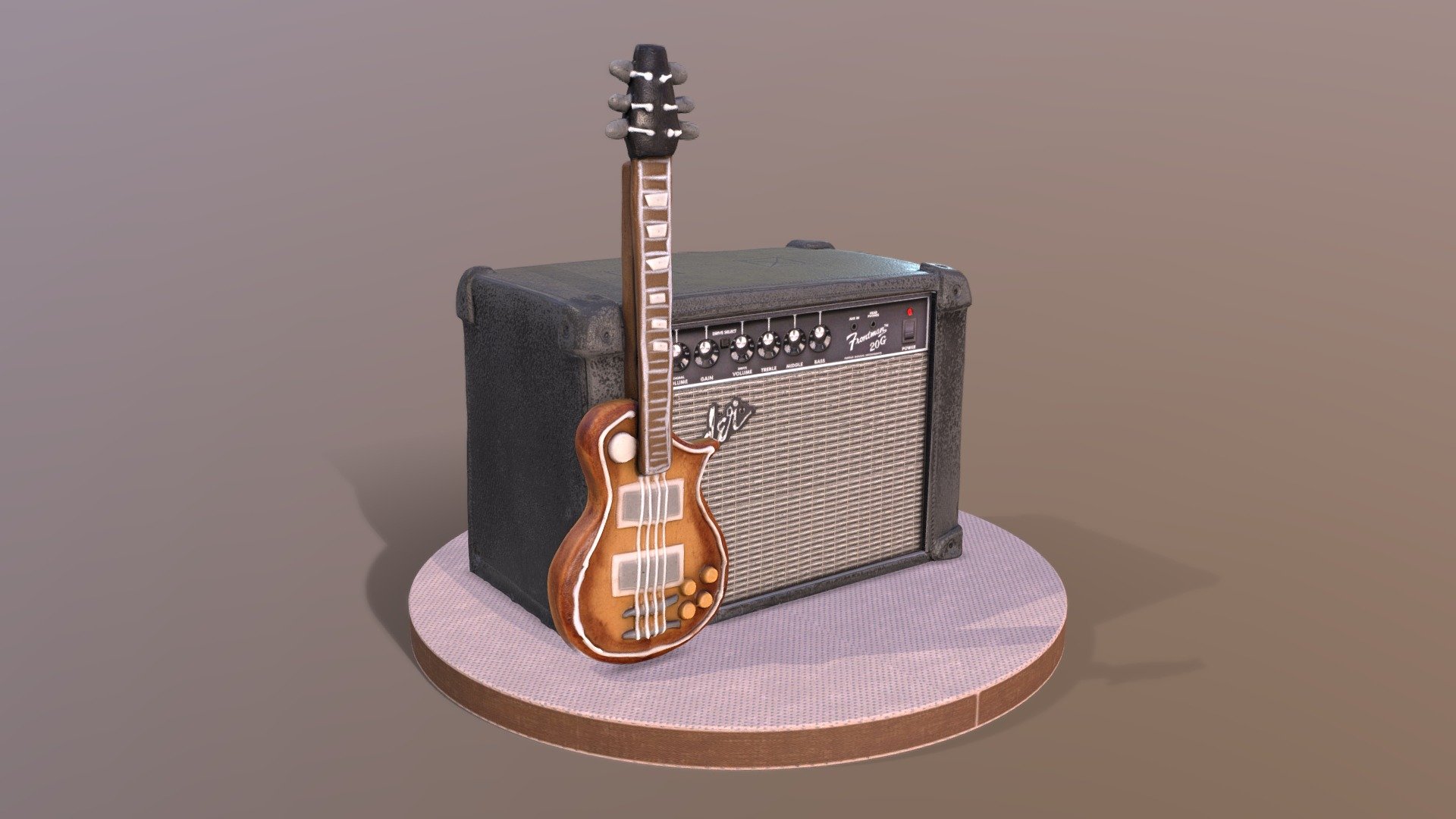 This legendery Fender Guitar Amplifier Musician Cake model was created using photogrammetry which is made by CAKESBURG Premium Cake Shop in the UK. You can purchase real cake from this link: https://cakesburg.co.uk/products/fender-guitar-amplifier-guitarist-cake-1?_pos=2&amp;_sid=dd9339c46&amp;_ss=r

Textures 2X 4096*4096px PBR photoscan-based materials Base Color, Normal Map, Roughness)