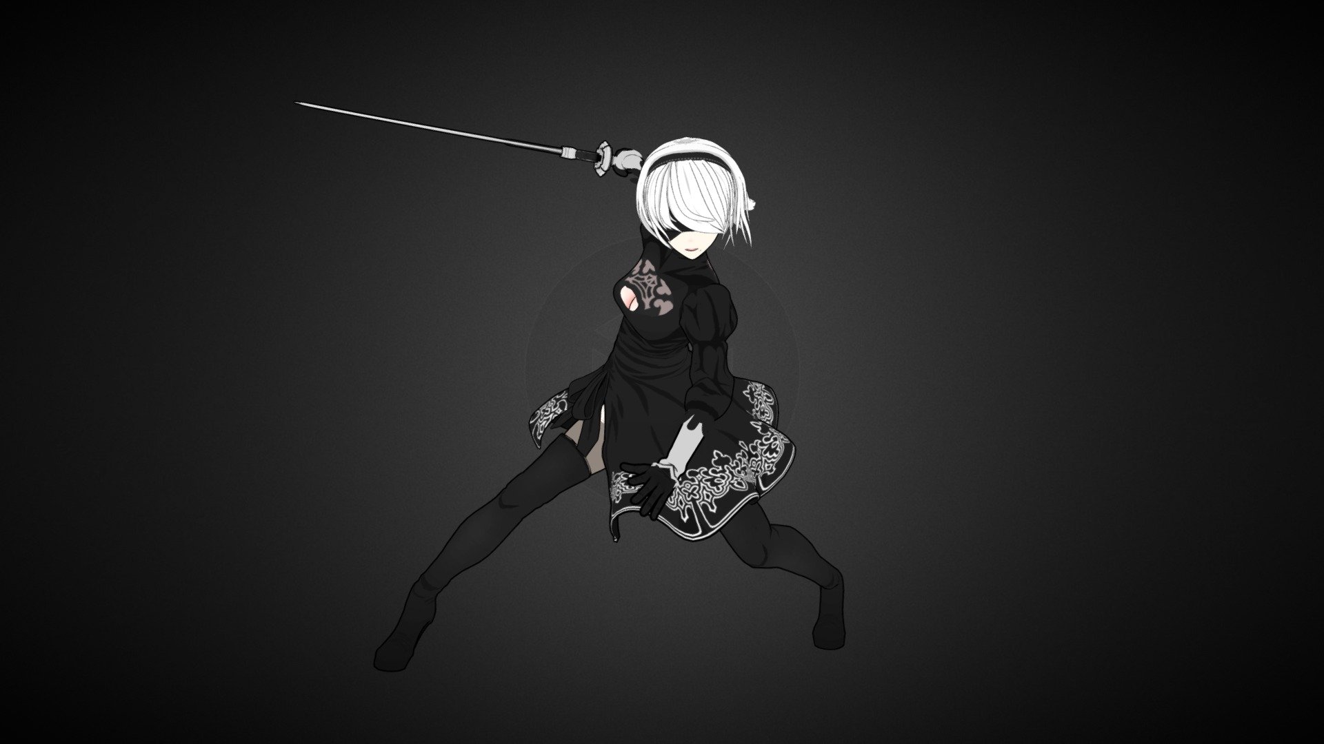 Yorha Type-B number 2, 2B from Nier: Automata. DId an anime version take from the anime adaptation