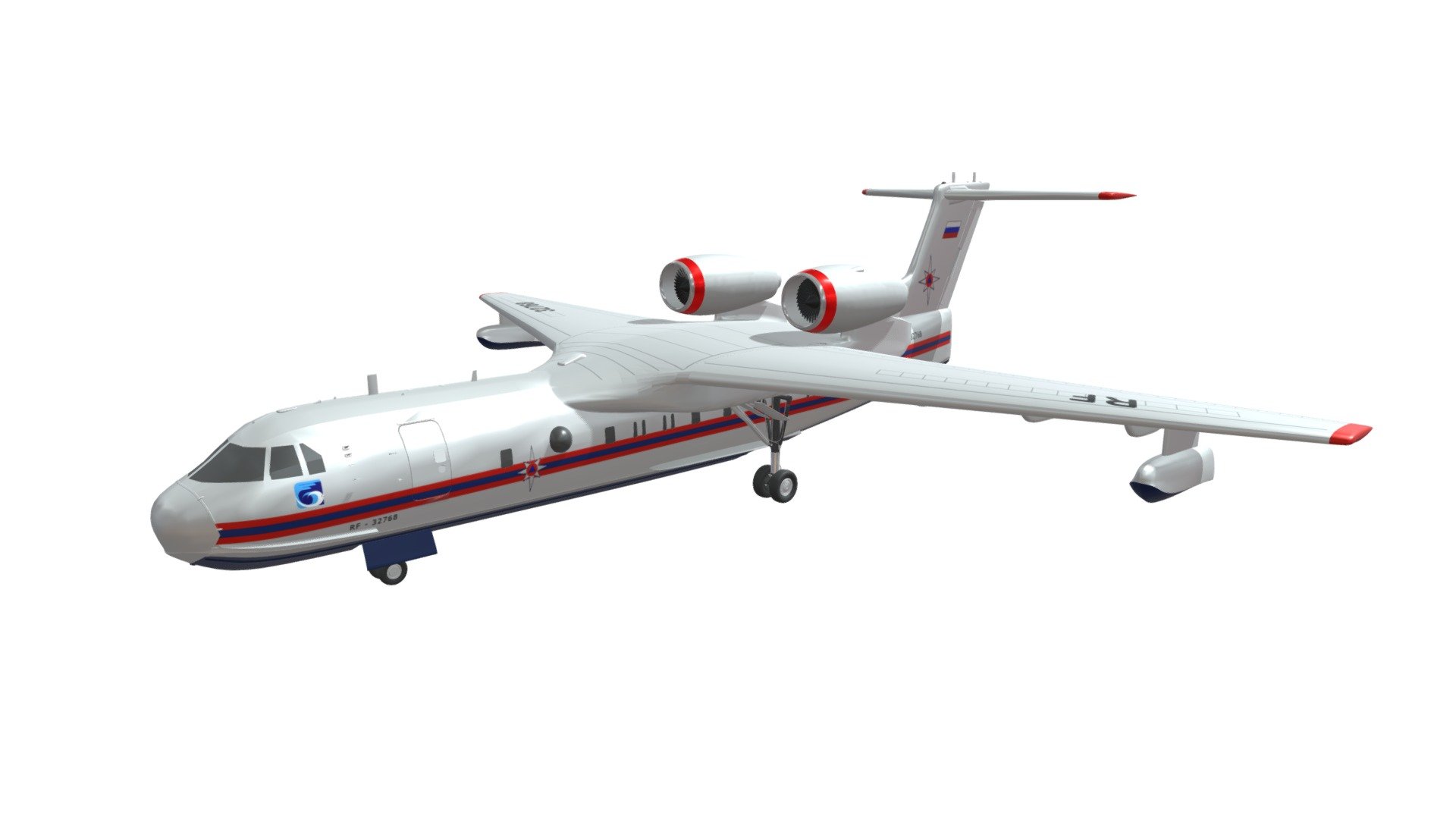 Detailed 3d model of Beriev Be-200 Altair, the Russia multipurpose amphibious aircraft.