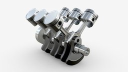 Engine crankshaft and pistons automobile, technical, rod, mechanical, garage, equipment, piston, service, crankshaft, machine, engine, part, repair, 3d, vehicle, pbr, car, ring