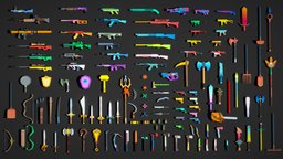 All Weapon Mega Pack Collection - Low Poly arrow, ancient, spear, pistols, bow, tools, blades, knives, cartoonish, machinegun, 100, chainsaw, sticks, sai, toony, bombs, shields, mace, swords, trident, colorful, shuriken, allinone, mortar, hammers, realistic-gameasset, ninja-weapon, megapack, militaryweapon, knife, weapons, blender, lowpoly, sci-fi, guns, rifels