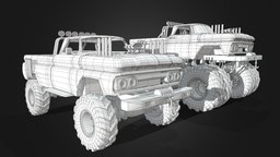 C10-Monster Truck and Pickup truck, chevrolet, c10, oldschool, v8, monstertruck, mudbogging, substancepainter, car, mudtruck, megatruck, noai