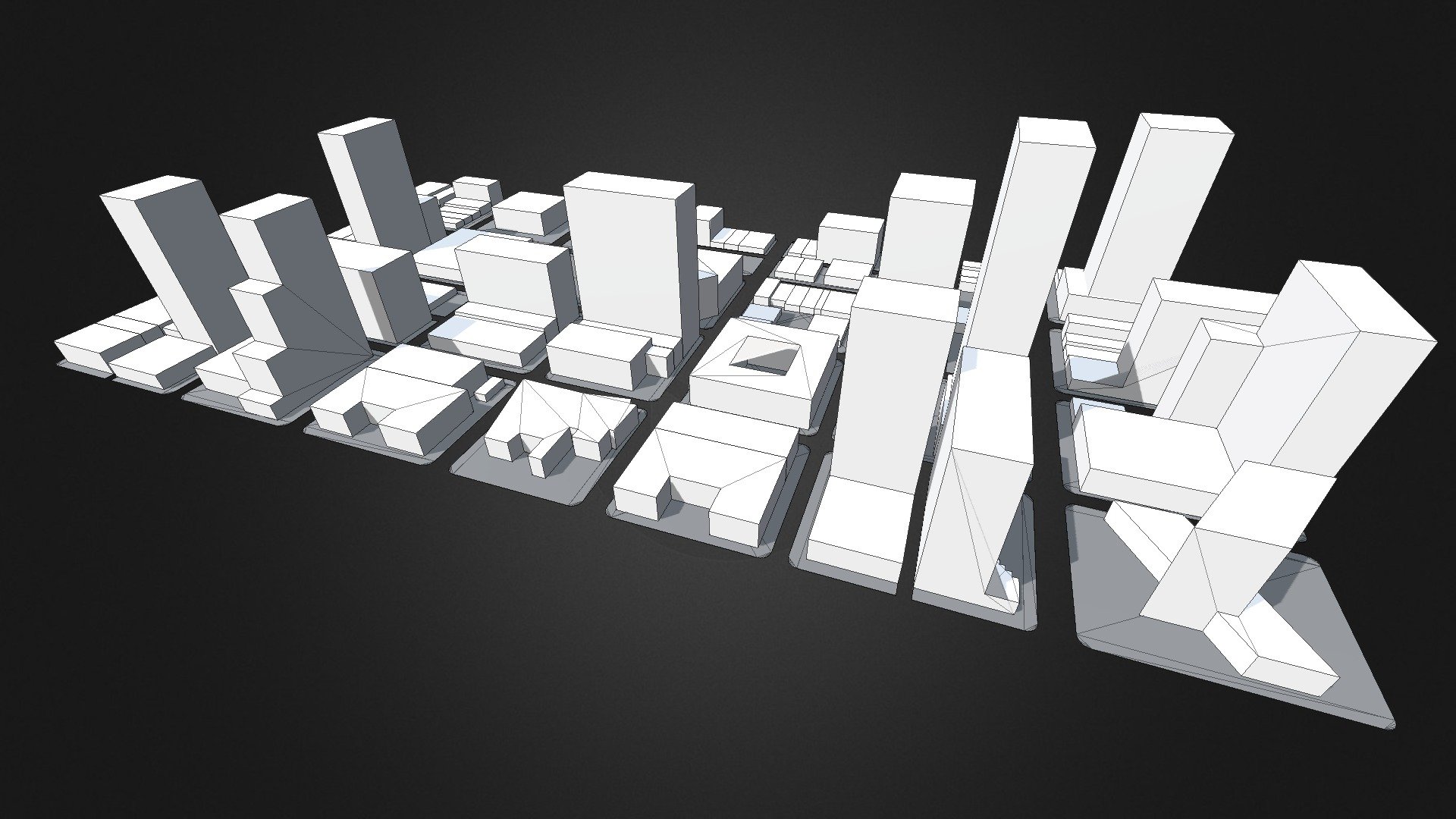 Low-Poly Modular City Blocks. Urban landscape with buildings.