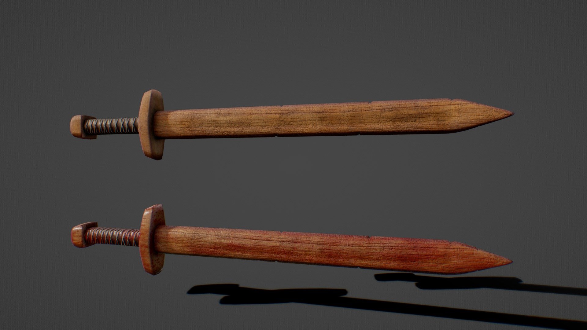 Free for Patreon Members https://www.patreon.com/tacko3D
TIS BUT A SCRATCH!
Hear ye, hear ye&hellip; 
To prove thine mettel, here are 2 blades made of tree.
Two versions of the same sword.
One clean and the other covered in blood for use in any and all of your projects. 
Modeled in Blender 2.9 Textured in Substance Painter and Marmoset Toolbag 3

Optimized geometry of games and animation.
textures are 4k and Fully PBR tested.
Includes FBX file and 14 PNG textures