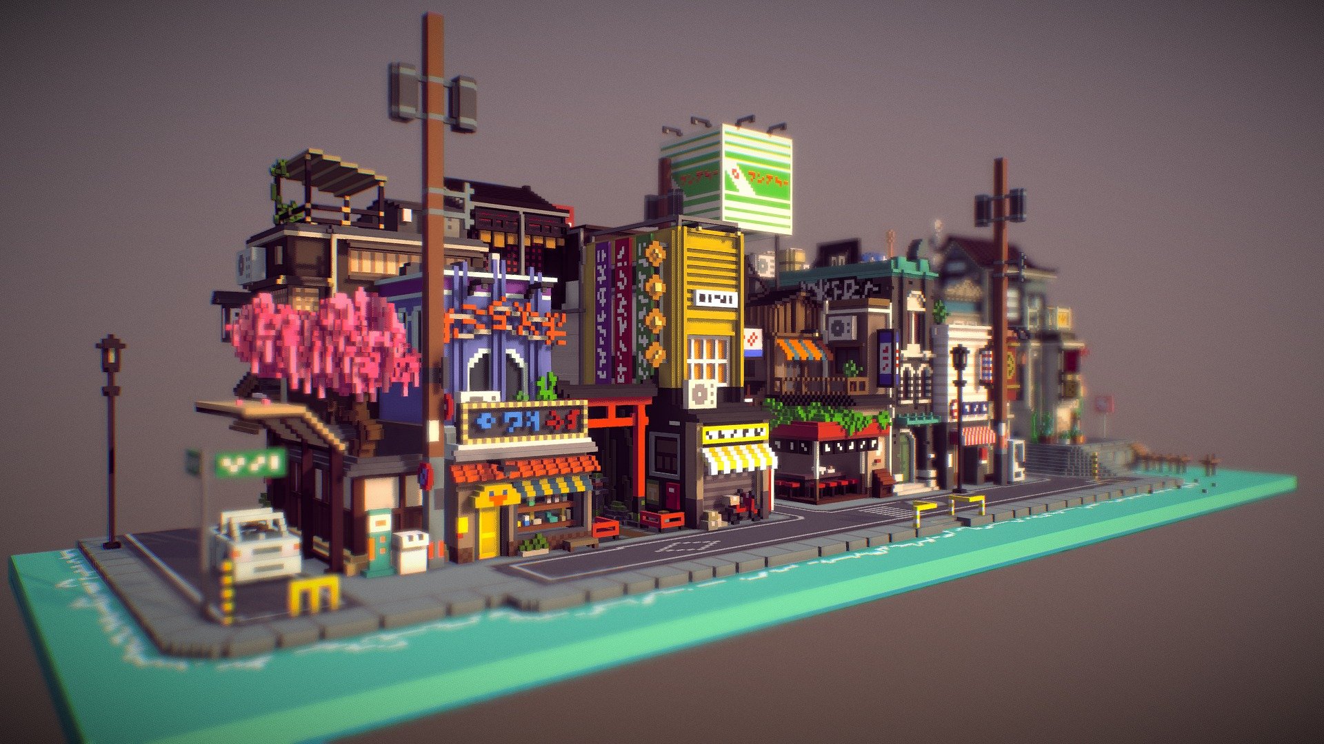 Japan Voxel Diorama
Night version https://www.artstation.com/artwork/3odXk2