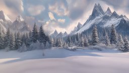 Winter Glade in the Forest - Day&Night - Skybox world, sky, landscape, twilight, winter, pine, textures, snow, night, day, mountains, skybox, vrchat, unitypackage, texture