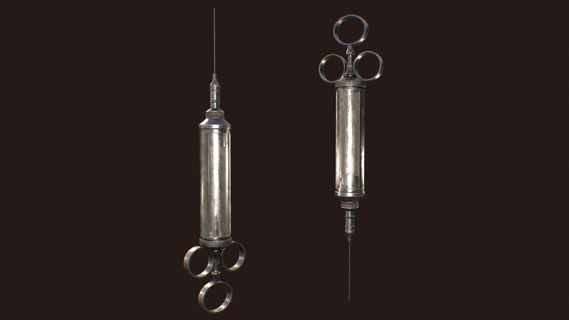 Antique Syringe it's a lowpoly game ready model with unwrapped UVs and PBR textures.

This model contains 2 separate objects (syringe barrel and plunger) and ready to be rigged. 

UVs: channel 1: overlapping; channel 2: non-overlapping (for baking lightmaps).

Formats: FBX, Obj.  Textures format: TGA. Textures resolution: 2048x2048px.

Textures set includes:




Metal_Roughness: BaseColor, Roughness, Metallic, Normal, Height, AO.

Unity 5 (Standart Metallic): AlbedoTransparency, AO, Normal, MetallicSmoothness

Unreal Engine 4: BaseColor, OcclusionRoughnessMetallic, Normal.



Artstation: https://www.artstation.com/tatianagladkaya

Instagram: https://www.instagram.com/t.gladkaya_