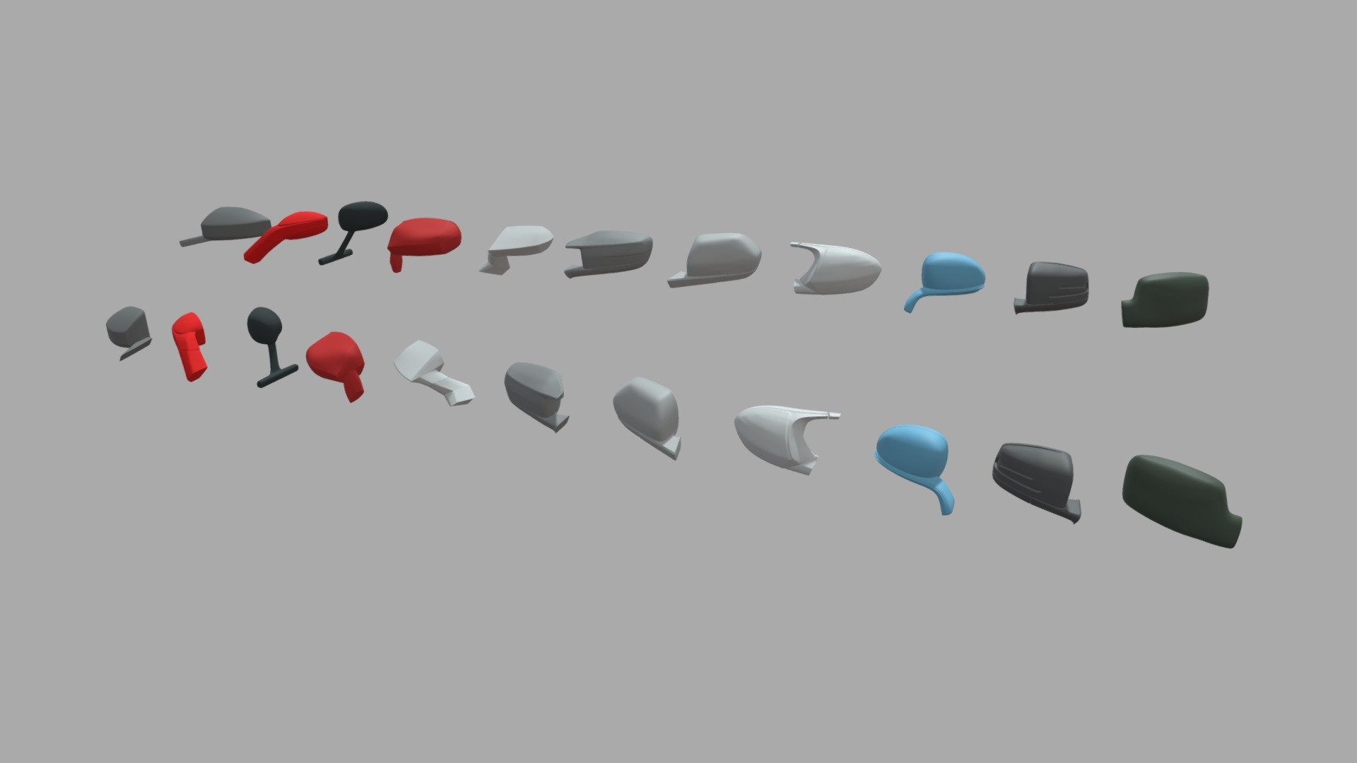 This model contains a Car Side View Mirrors Pack based on a real stylized car mirrors from different cars which i modeled in Maya 2018. This model is perfect to create a new great scene with different car pieces or part of a car model. I got a lot of different Car Seats and Car Parts on my profile.

The model is ready as one unique part and ready for being a great CGI model and a 3D printing model. I uploaded the model in .mb, ,blend, .obj and .fbx. If you need any other file tell me.

If you need any kind of help contact me, i will help you with everything i can. If you like the model please give me some feedback, I would appreciate it.

Don’t doubt on contacting me, i would be very happy to help. If you experience any kind of difficulties, be sure to contact me and i will help you. Sincerely Yours, ViperJr3D