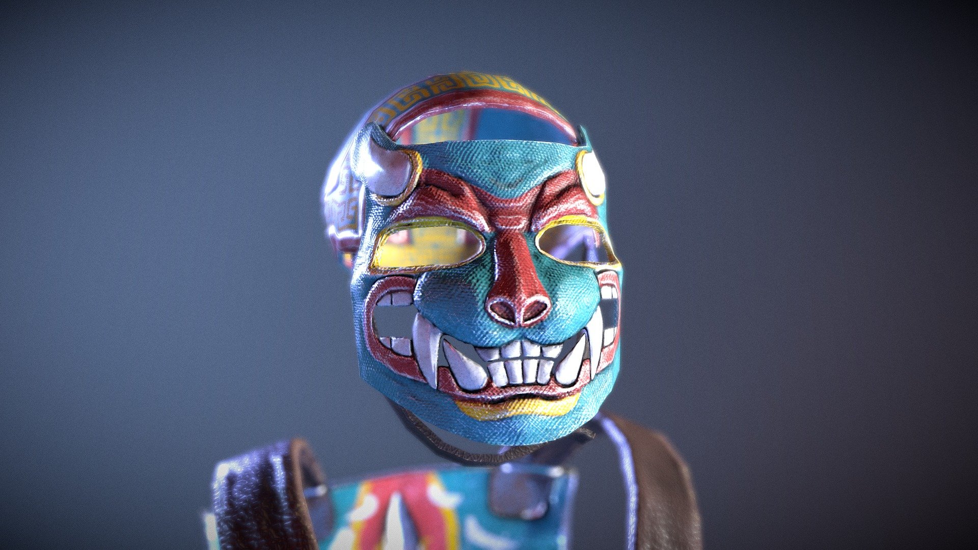Ancient Beast metal facemask and Ancient Beast metal chestplate created for the Rust workshop.