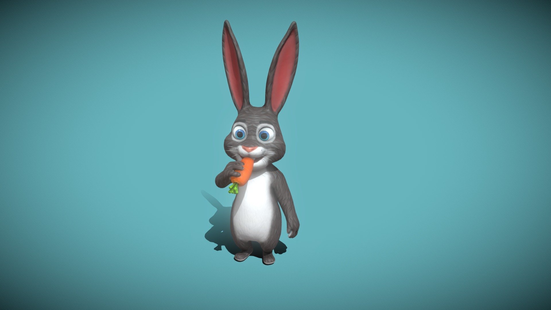 Cartoon Rabbit Animated 3D Model is completely ready to be used in your games, animations, films, designs etc.  

Technical details:  




File formats included in the package are: FBX, OBJ, GLB, ABC, DAE, PLY, STL, BLEND, gLTF (generated), USDZ (generated)

Native software file format: BLEND

Render engine: Eevee

Polygons: 7,968

Vertices: 7,922

Carrot is included - polygons: 706, vertices: 722

Textures: Color, Metallic, Roughness, Normal, AO.

All textures are 2k resolution.

The model is rigged and animated.

6 animations are included: idle, idle (eating), talk, walk, run, jump. All animations are full cycles.

You can see all animations on YouTube -> https://www.youtube.com/watch?v=FDo11UA5-B0

Only following formats contain rig and animation: BLEND, FBX, GLTF/GLB

You can purchase the model on FAB: https://www.fab.com/listings/ef444ed1-6ff8-408d-a1ce-735b8eb37d86