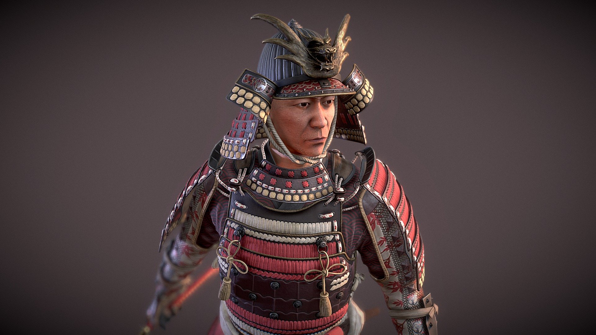 Maple Samurai. Created for Feudal Japan challenge on ArtStation.  99895 triangles. Four 2k texture sets. The character is not based on any concept. The plan was to create the most realistic samurai armor I could in a given time. Hope I succeeded. Initially I've also wanted to include an environment which tells a small story abut his connection to a maple tree but had no time to create it during the contest. I guess I'll do it later together with some different tweaks. If interested you can look at full res renders with 4k textures here Maple Samurai on ArtStation. Thank you for checking this work out.
