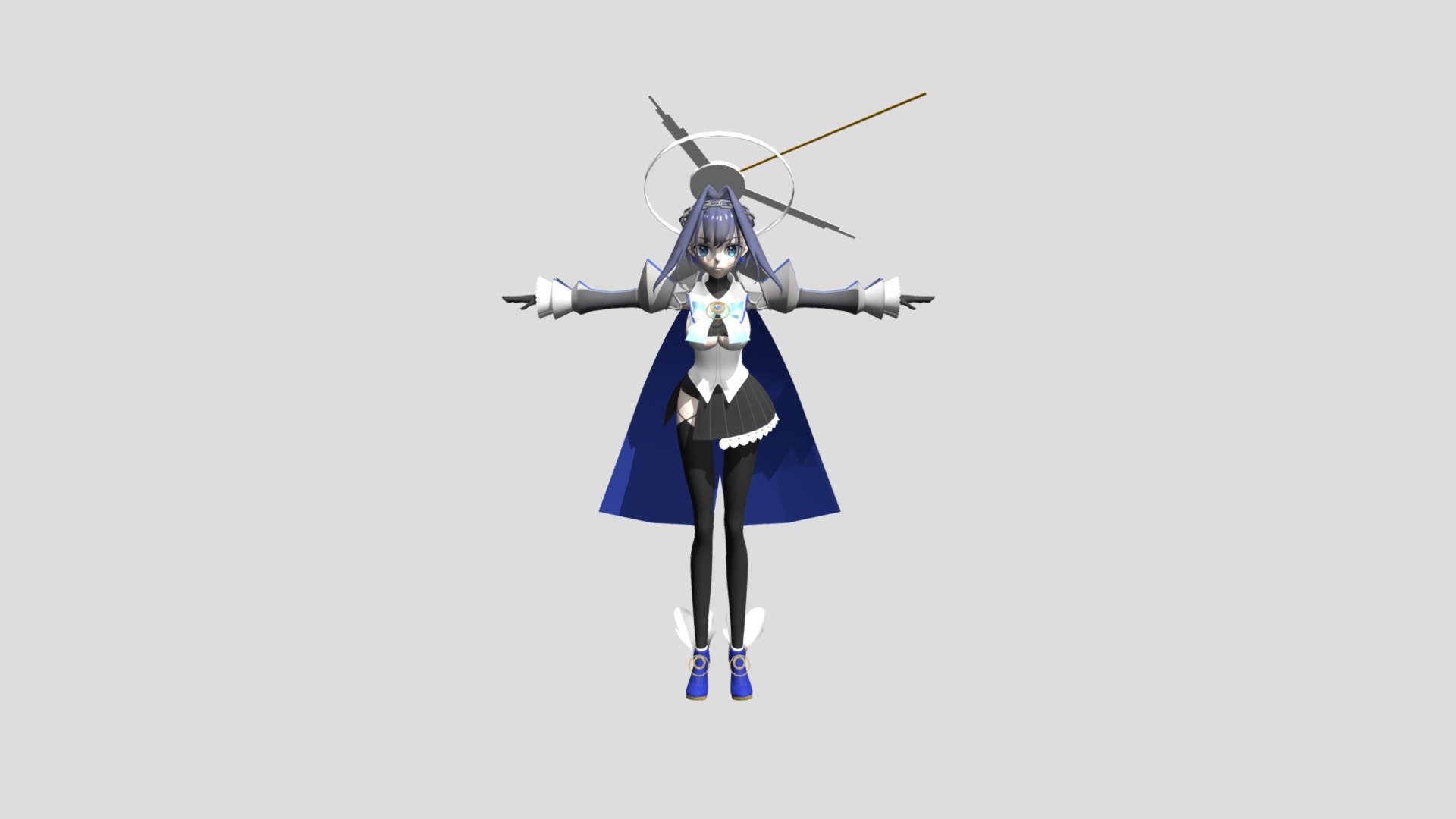 This was my first attempt at making a full body model of a vtuber!
I plan on rigging the character in Spring of 2023 along with my 3D animation class.
Rigged/Animated model will be uploaded in another post then.