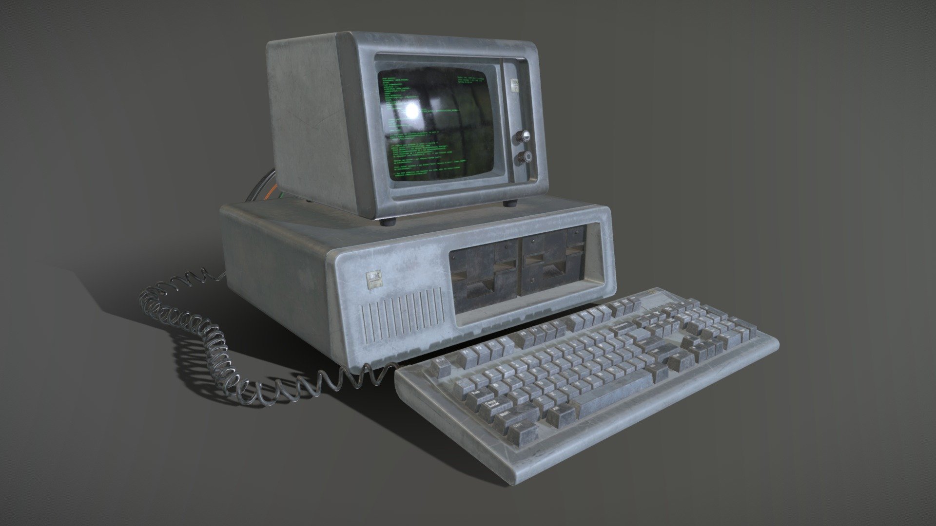 3D render and textures of an old IBM Computer. Modeled in Cinema 4D and Maya, textured in Substance Painter.