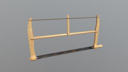 Frame Saw saw, other, woodworking, prop, vintage, sharp, antique, tool, carpenter, carpentry, lowpoly, wood, industrial, blade, gameready, framesaw