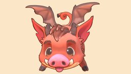 Cute Creature | Truffle Dragon flying, cute, pig, sculpting, piggy, fluffy, gradient, cutecreature, character, creature, zbrush, stylized, dragon, cutecreatureworkshop, daesdc2022, daesdc2022ccw, noai