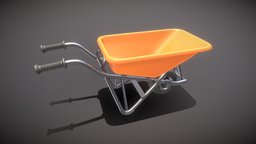 Wheelbarrow 1 Rigged Version (High-Poly) wheel, garden, household, exterior, garage, equipment, wheelbarrow, high-poly, barrow, metal, props, tool, 3dhaupt, software-service-john-gmbh, construction, industrial, steel, construction-ground