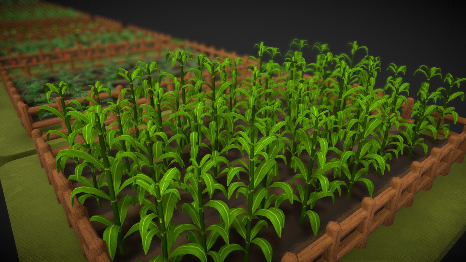 Cultivate immersive virtual lessons and vibrant game environments with this best-optimized, low-poly 3D asset pack of diverse vegetable farm plots. Perfect for educational AR/VR experiences, simulations, and games, this pack includes 8 unique crop types (Peas, Turnip, Mung, Tomato, Cauliflower, Carrot, Chickpea, Corn), offering a clean, stylized look and seamless integration.

**Technical details: **




Corn plant: 1666 Tris

Chickpeas: 401 Tris

Carrot: 70 Tris

Cauliflower: 84 Tris

Tomato: 298 Tris

Mung: 531 Tris

Turnip: 90 Tris

Peas: 344 Tris

Texture: 2K Diffuse map/ Metallic 256/ Roughness 256