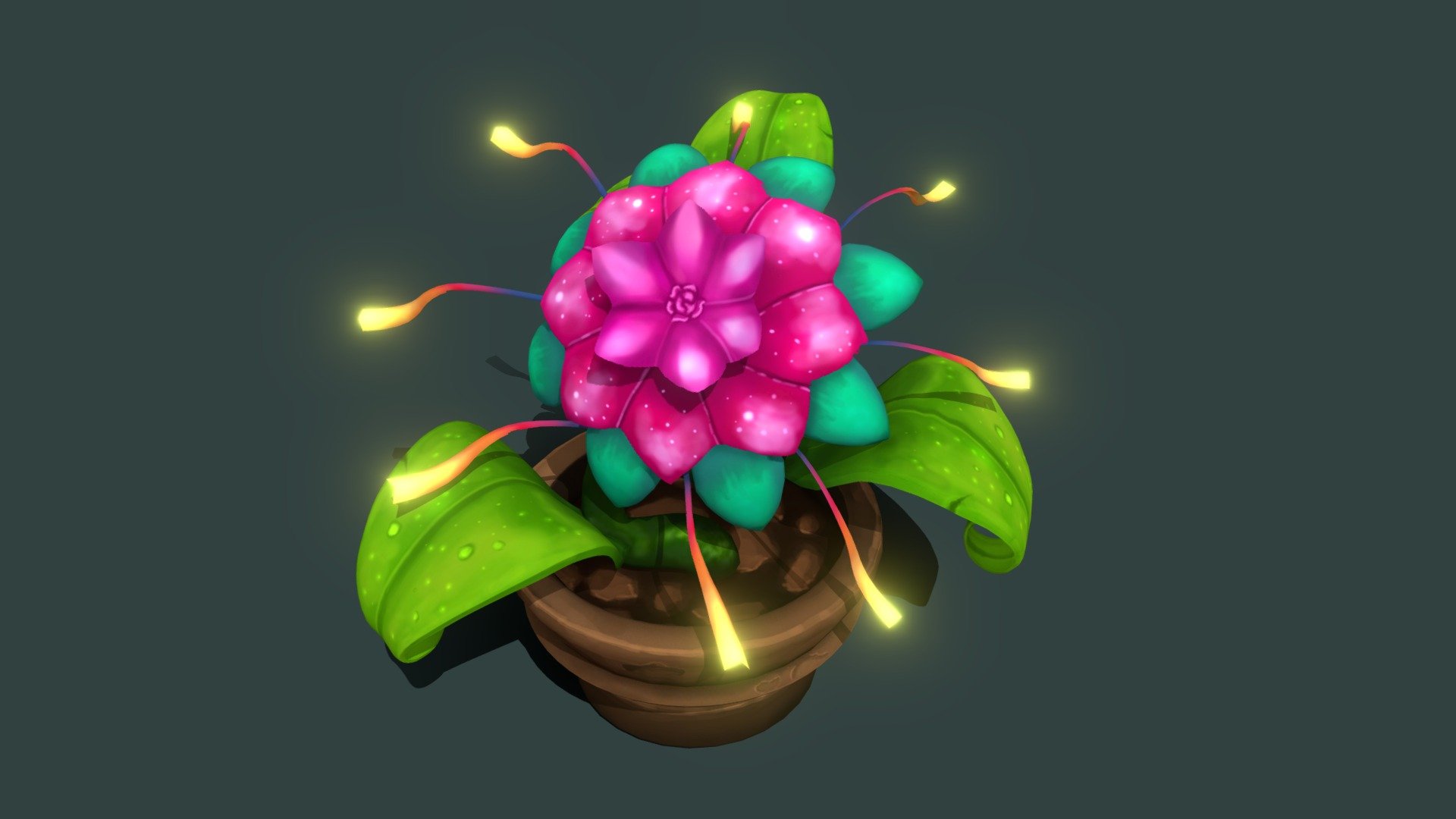 Stylized flower in vase, this has been done as study of stylized type art. Couple of steps that I have taken before texturing  are.
Low poly modeling, followed by sculpting, retopology and baking maps.

Model will include Texture map w/o normal map. Feel free to download and use in your non commercial projects.
