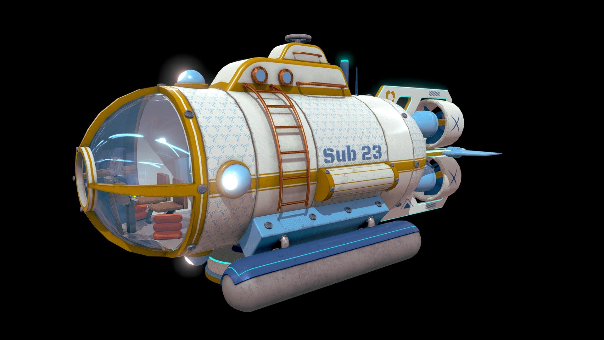 Submarine_Underwater
Around 11K Polygons
Design &amp; Model in Maya and Texture in Substance Painter
Sci-Fi Submarine Design. Good for Game and Cinematic.