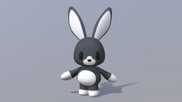 Toy Rabbit - Animated rabbit, bunny, cute, toy, cloth, fur, stylised, fabric, loop, blackandwhite, seamless, idle-animation, blinking, sketchfabweeklychallenge, animation, rigged, maya-mash, dynamic-joints