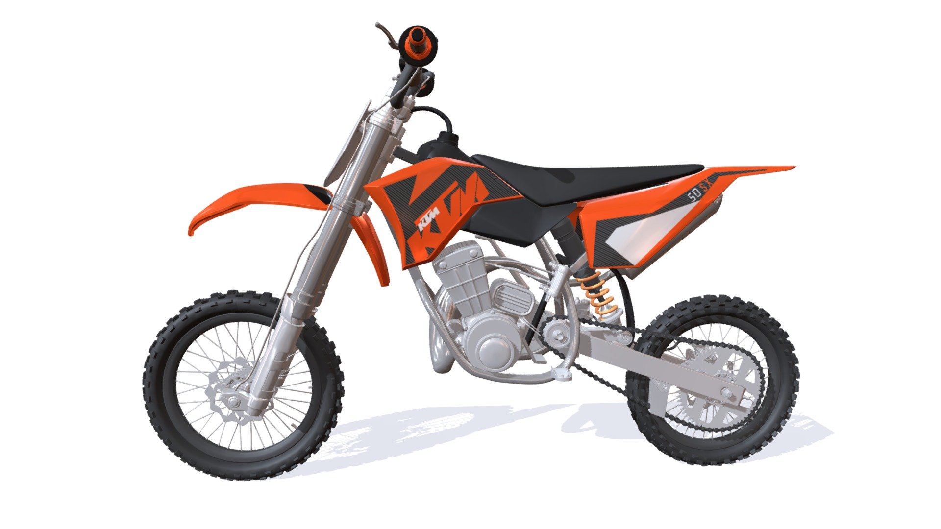 High quality 3d model of KTM motocross bike.